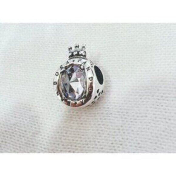 Pandora Sterling Silver Clear Sparkling Crown O Charm For Bracelet S925ALE Silve - Picture 5 of 5